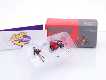 Preview: TSM Mini GT MGT00682-L # Ducati Panigale V4 S + Ducati Girl Baujahr 2022 " rot " 1:64