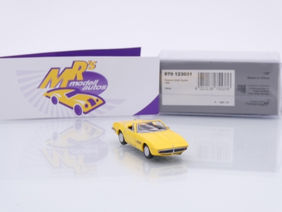 Preview: Minichamps 870123031 # Maserati Ghibli Spyder Baujahr 1969 " gelb " 1:87