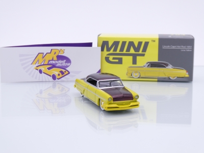 Preview: TSM MINI GT MGT00794-L # Lincoln Capri Hot Rod 1954 LHD " gelbmetallic-dunkelviolettmetallic ( Lime Yellow ) " 1:64