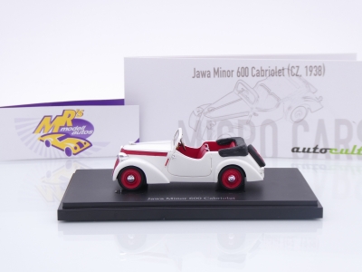 Preview: Autocult 03026-1 # Jawa Minor 600 Cabriolet Baujahr 1938 " weiß-rot " 1:43