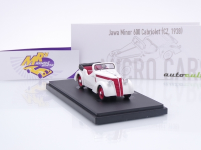 Preview: Autocult 03026-1 # Jawa Minor 600 Cabriolet Baujahr 1938 " weiß-rot " 1:43