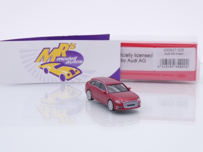 Preview: Herpa 430647-005 # Audi A6 Avant Baujahr 2018 " dunkelrotmetallic " 1:87