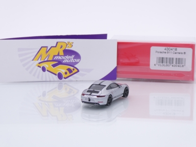 Preview: Herpa 430418 # Porsche 911 (991) Carrera 4S Baujahr 2016 " silbermetallic " 1:87