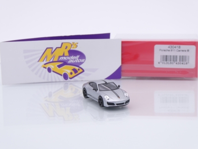 Preview: Herpa 430418 # Porsche 911 (991) Carrera 4S Baujahr 2016 " silbermetallic " 1:87
