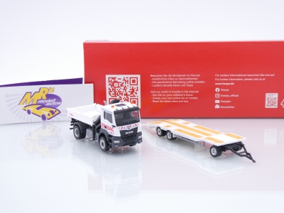 Preview: Herpa 318730 # MAN TGS NN Dreiseitenkipper + Kran und Anhänger " Strabag " 1:87