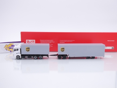Preview: Herpa 318570 # MAN TGX GM Wechselkoffer-LKW + Jumbokofferauflieger " UPS " 1:87
