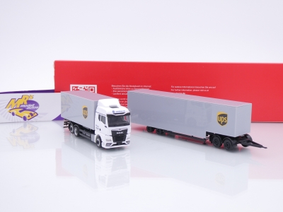 Preview: Herpa 318570 # MAN TGX GM Wechselkoffer-LKW + Jumbokofferauflieger " UPS " 1:87