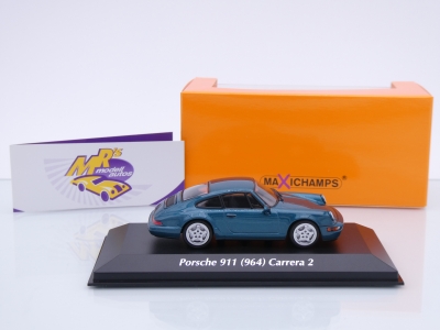 Preview: Maxichamps 940062921 # Porsche 911 (964) Carrera 2 Baujahr 1989 " türkisgrünmetallic " 1:43