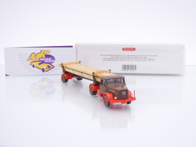 Preview: Wiking 0390 13 # Henschel Langholztransporter Baujahr 1955-61 " braun-rot " 1:87