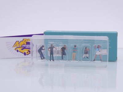 Preview: TSM MINI GT MGTAC36 # 6er Figuren Set türkis-schwarz " Autoliebhaber " 1:64