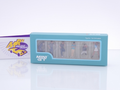 Preview: TSM MINI GT MGTAC36 # 6er Figuren Set türkis-schwarz " Autoliebhaber " 1:64