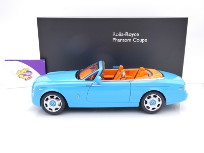 Preview: Kyosho 08871BL # Rolls-Royce Phantom Drophead Cabrio Baujahr 2007 " babyblau " 1:18