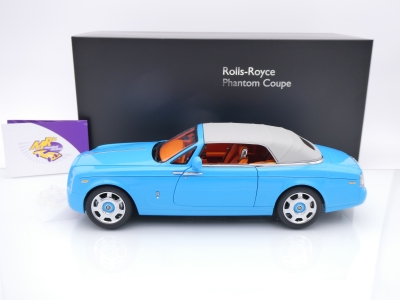 Preview: Kyosho 08871BL # Rolls-Royce Phantom Drophead Cabrio Baujahr 2007 " babyblau " 1:18