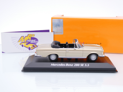 Preview: Maxichamps 940038130 # Mercedes-Benz 280 SE 3.5 W111 Cabrio Baujahr 1970 " goldmetallic " 1:43