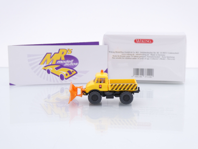 Preview: Wiking 0371 10 # MB Unimog U 406 + Schneepflug Baujahr 1963-75 " PTT Schweiz " 1:87
