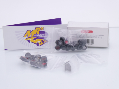 Preview: Wiking 0018 34 # Zubehörpackung Räder Baujahr 1952-84 " schwarz-rot-grau " 1:87