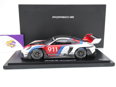 Preview: Spark WAP0215010SGTR # Porsche 911 GT3 R Rennsport #911 Baujahr 2024 " weiß-rot " 1:18