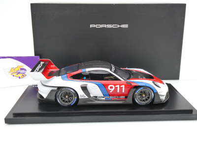 Preview: Spark WAP0215010SGTR # Porsche 911 GT3 R Rennsport #911 Baujahr 2024 " weiß-rot " 1:18