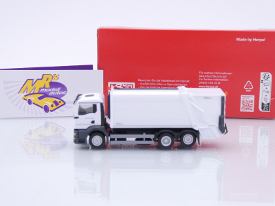 Preview: Herpa 319010 # MAN TGS NN Pressmüllfahrzeug weiß " FAUN VARIOPRESS " 1:87