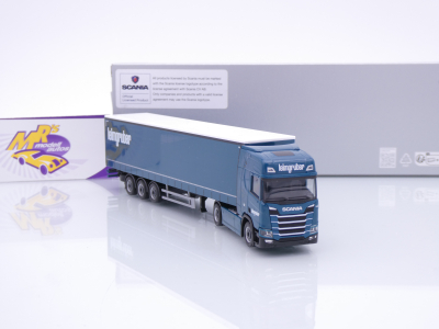 Preview: Herpa 958752 # Scania CR 20 HD Gardinenplanen-Sattelzug " Leimgruber " 1:87