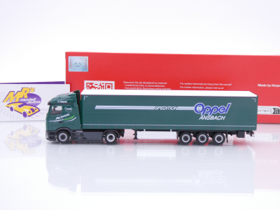 Preview: Herpa 319072 # Mercedes-Benz Actros 2/3-achs Gardinenplanen-SZ " Oppel Ansbach " 1:87