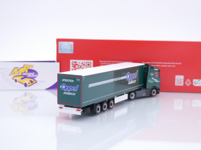 Preview: Herpa 319072 # Mercedes-Benz Actros 2/3-achs Gardinenplanen-SZ " Oppel Ansbach " 1:87