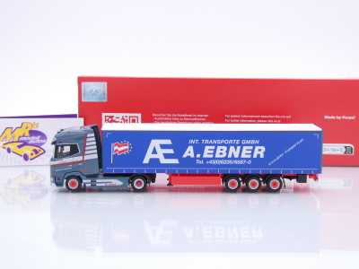Preview: Herpa 318693 # DAF XG+ 2/3-achs Gardinenplanen-Sattelzug " A. Ebner Transporte " 1:87
