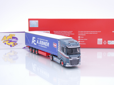 Preview: Herpa 318693 # DAF XG+ 2/3-achs Gardinenplanen-Sattelzug " A. Ebner Transporte " 1:87