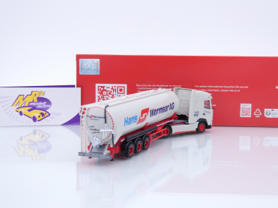 Preview: Herpa 318815 # DAF XG+ 2/3-achs Silo-Sattelzug grau-rot " Hans Wormser AG " 1:87