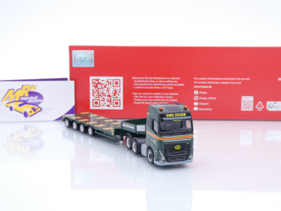 Preview: Herpa 318853 # Volvo FH GL 3/5-achs Semitieflade-Sattelzug " Emil Egger Schweiz " 1:87