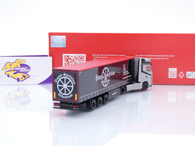 Preview: Herpa 318891 # Mercedes-Benz Actros 2/3-achs Gardinenplanen-SZ " Popov Spedition " 1:87