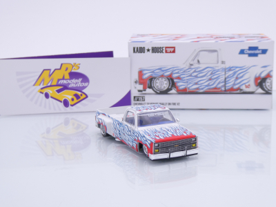 Modèle Réduit 1/64 Chevrolet Silverado Dually - Edition "On Fire" V2 - Blanc - Mini GT Kaido House