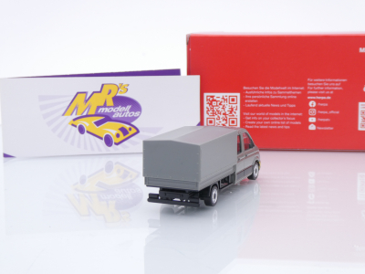 Preview: Herpa 098328 # MAN TGE Doppelkabine Doka mit Pritsche " grau-gelb " 1:87