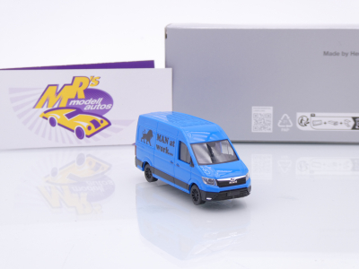 Preview: Herpa 918916 # MAN eTGE Kasten HD blau-schwarz " eXtra Sondermodell " 1:87