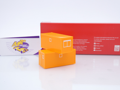 Preview: Herpa 053600-004 # 2er Set Baucontainer 20f. in " kommunalorange " 1:87