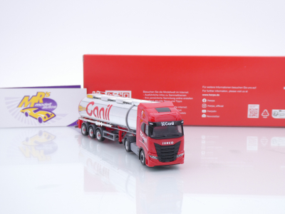 Preview: Herpa 319041 # Iveco S-Way Chemietank-Sattelzug rot-chrom " Canil " 1:87
