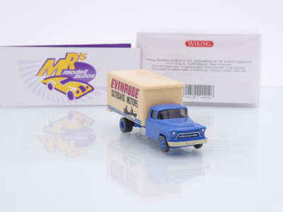 Preview: Wiking 0444 02 # Chevrolet 2-achs Koffer-LKW Baujahr 1955-56 " Evinrude Motors " 1:87