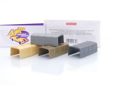 Preview: Wiking 0018 35 # Zubehörpackung 4x Planen Baujahr 1950-65 " grau-beige-braun " 1:87