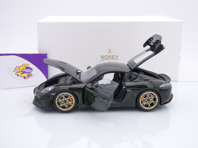 Norev 187250 # Porsche Cayman GT4 RS Weissach Package Baujahr 2023 " Brewstergrün-Carbon " 1:18