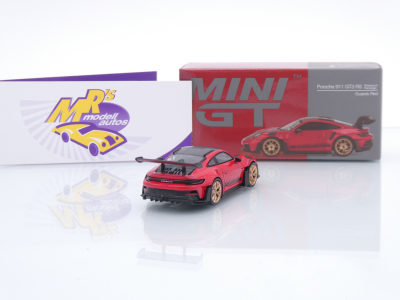 Preview: TSM MINI GT MGT01060-L # Porsche 911 (992) GT3 RS Weissach Package 2022 LHD " Guards Red / Carbon Fiber " 1:64