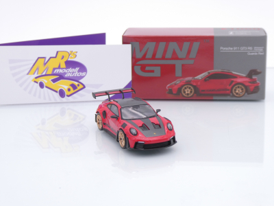 Preview: TSM MINI GT MGT01060-L # Porsche 911 (992) GT3 RS Weissach Package 2022 LHD " Guards Red / Carbon Fiber " 1:64