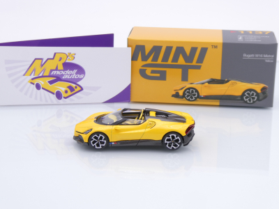 Preview: TSM MINI GT MGT01137-L # Bugatti W16 Mistral Cabrio Baujahr 2023 LHD " gelbmetallic-carbon ( Yellow / Carbon ) " 1:64