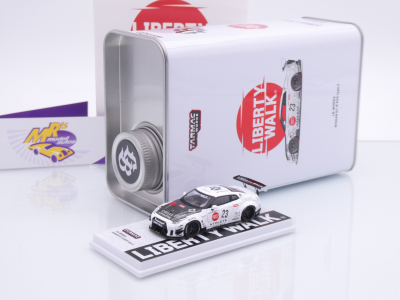 Preview: Tarmac Works T64-090-WH # Nissan Skyline GT-R R35  Öl Dose " Liberty Walk " 1:64