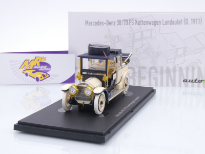 Autocult 01025-2 # Mercedes 38/70 PS Kettenwagen Landaulet Baujahr 1911 " hellelfenbein-dunkelblau " 1:43