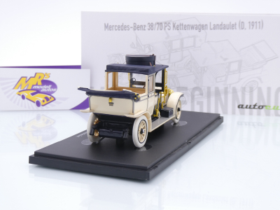 Preview: Autocult 01025-2 # Mercedes 38/70 PS Kettenwagen Landaulet Baujahr 1911 " hellelfenbein-dunkelblau " 1:43