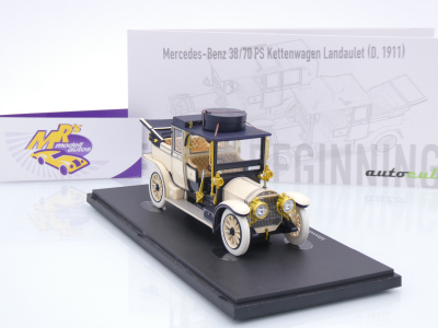 Preview: Autocult 01025-2 # Mercedes 38/70 PS Kettenwagen Landaulet Baujahr 1911 " hellelfenbein-dunkelblau " 1:43