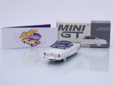 Preview: TSM MINI GT MGT00631-L # Lincoln Capri Coupe Baujahr 1954 LHD " weiß-dunkelblaumetallic ( Arctic White / Atlantic Blue ) " 1:64