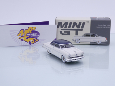 Preview: TSM MINI GT MGT00631-L # Lincoln Capri Coupe Baujahr 1954 LHD " weiß-dunkelblaumetallic ( Arctic White / Atlantic Blue ) " 1:64