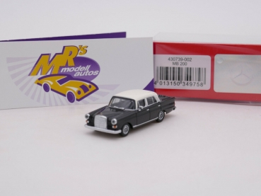 Herpa 430739-002 # Mercedes Benz 200 Heckflosse " schwarz-weiß " 1:87