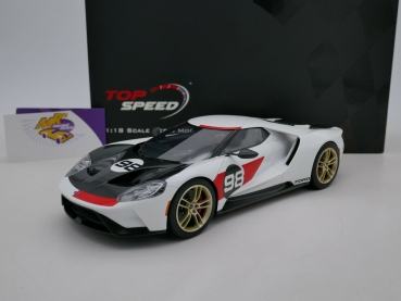 Top Speed TS0317 # Ford GT Nr.98 Heritage Edition 2021 " weiß-schwarz-rot " 1:18